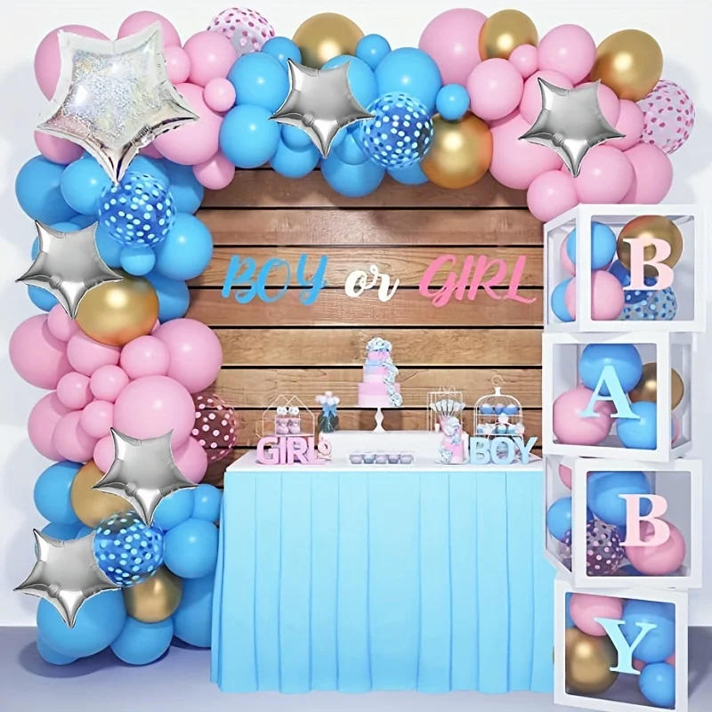 106-teiliges Ballonbogen-Set mit rosa und blauem Stern „Badparty Gender Reveal“, Innendekoration, Geburtstag, Jahrestag, Party-Dekoration