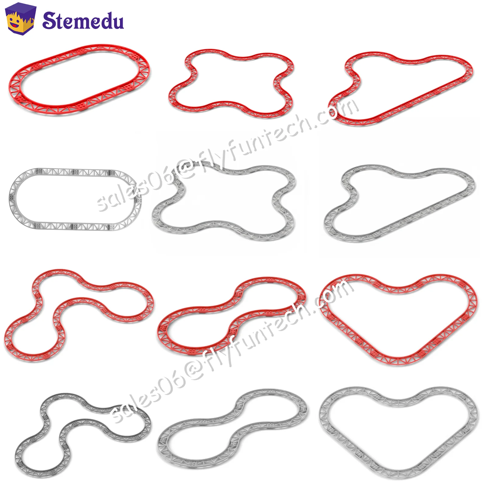 Roller Coaster Railcar Set Technology Building Blocks Parts Accessories Compatible Small Particle Toy For Train Rollercoaster