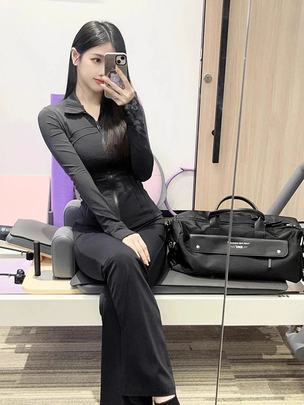 

Осенний комплект одежды для йоги, женский комплект одежды 2025 года, новинка High-End Faion Sports Fitn, тренировочное верхнее пальто, брюки, повседневные длинные свеки с высокой талией