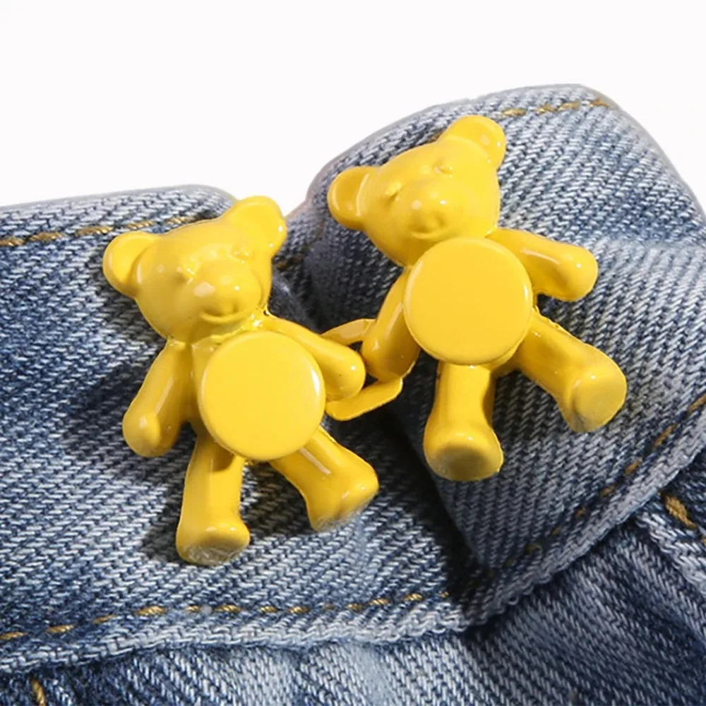 Metal Tighten Waist Button Cute Little Bear Reduce Waist Pants Pin Detachable Retractable Button Jeans