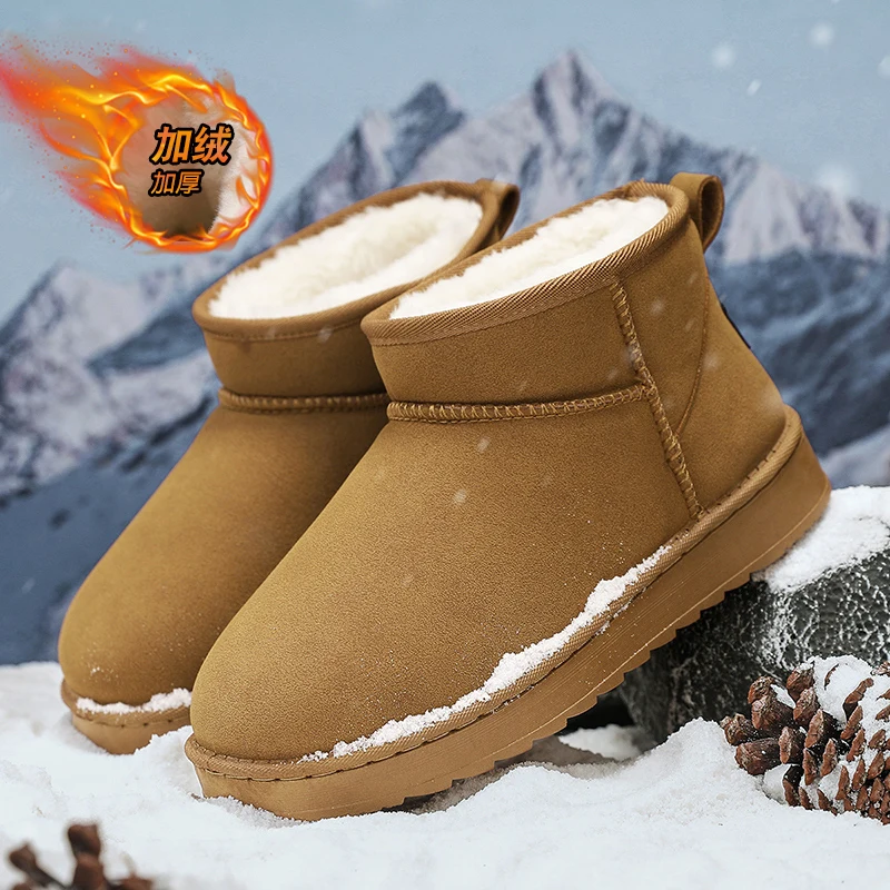 

Thick Plush Platform Snow Boots Women Winter Keep Warm Fur Cotton Shoes Woman Faux Suede Slip-On Ankle Botas Padded Shoes