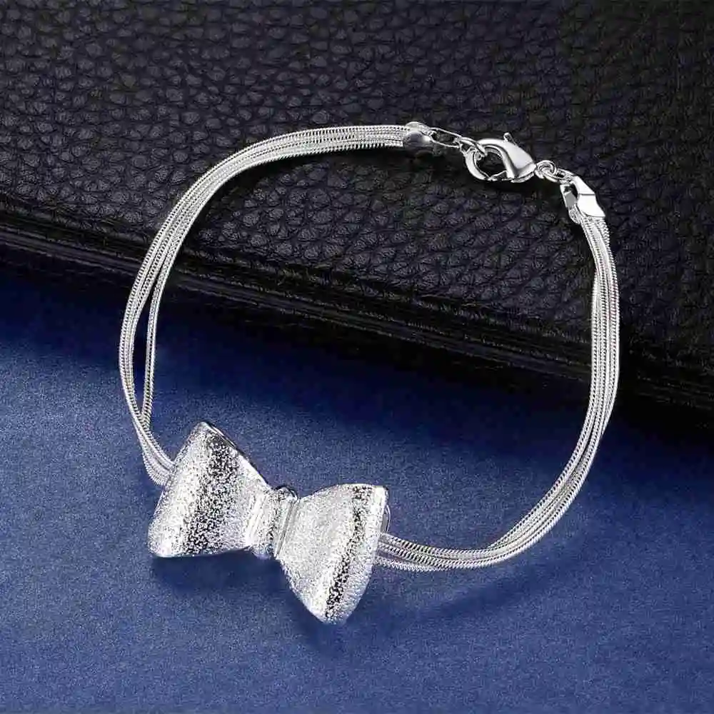 

Fashion 925 Sterling Silver Pretty Original Bowknot Bracelets Women Trend Party Charm Wedding Accessories Jewelry Gifts