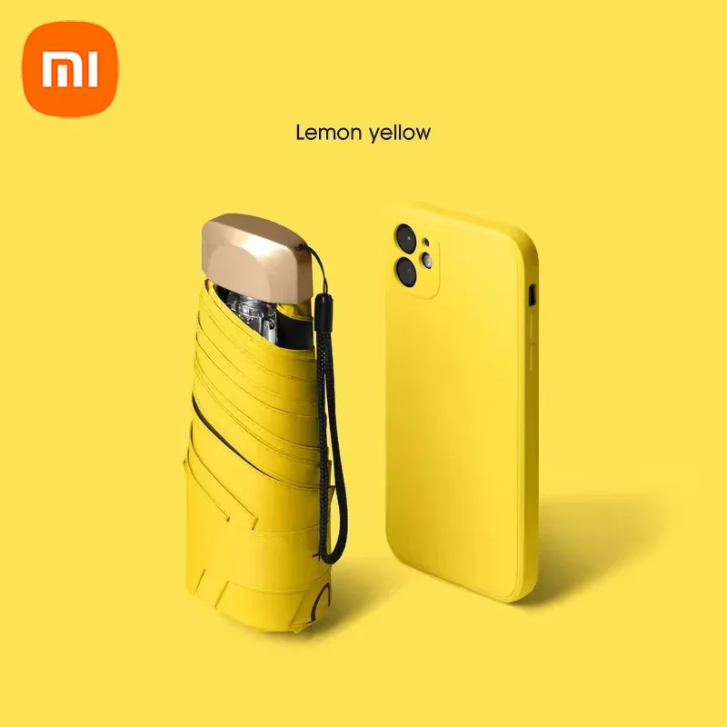 Xiaomi مظلة كبسولة صغيرة قابلة للطي جيب صغير مظلة المطر الفينيل الأشعة فوق البنفسجية حماية خفيفة للغاية مظلة الاستخدام المزدوج