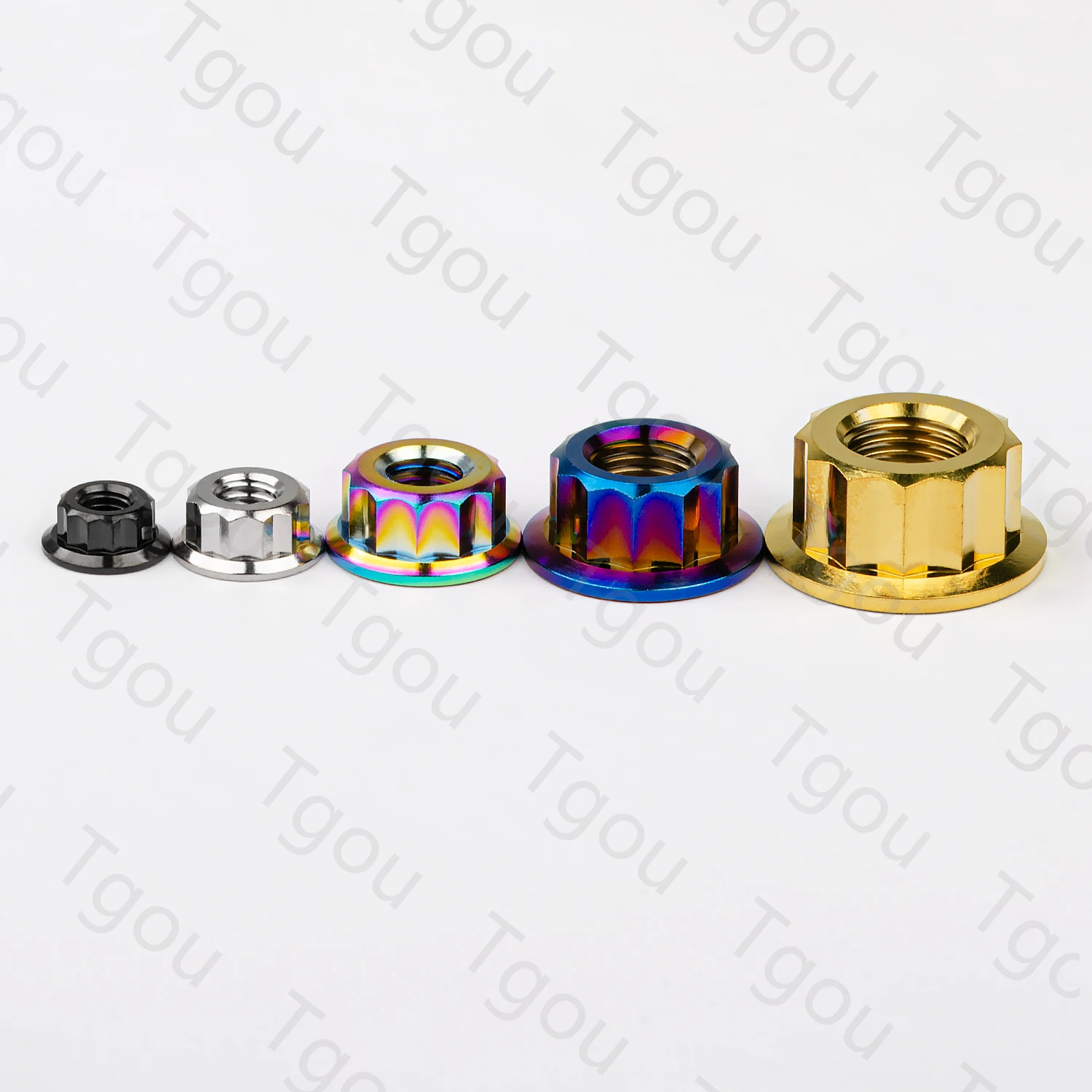 Tgou Titanium Nut M5/M6/M8/M10/M12 Bi Hex Flange 12 Point Nuts for Motorcycle Retrofit