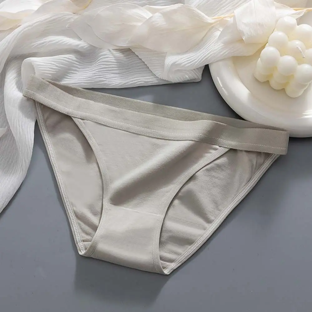 

Elastic Breathable Ultra-thin Girl Solid Color Summer Women Intiates Cotton Panties Pure Color Briefs Sexy Panties