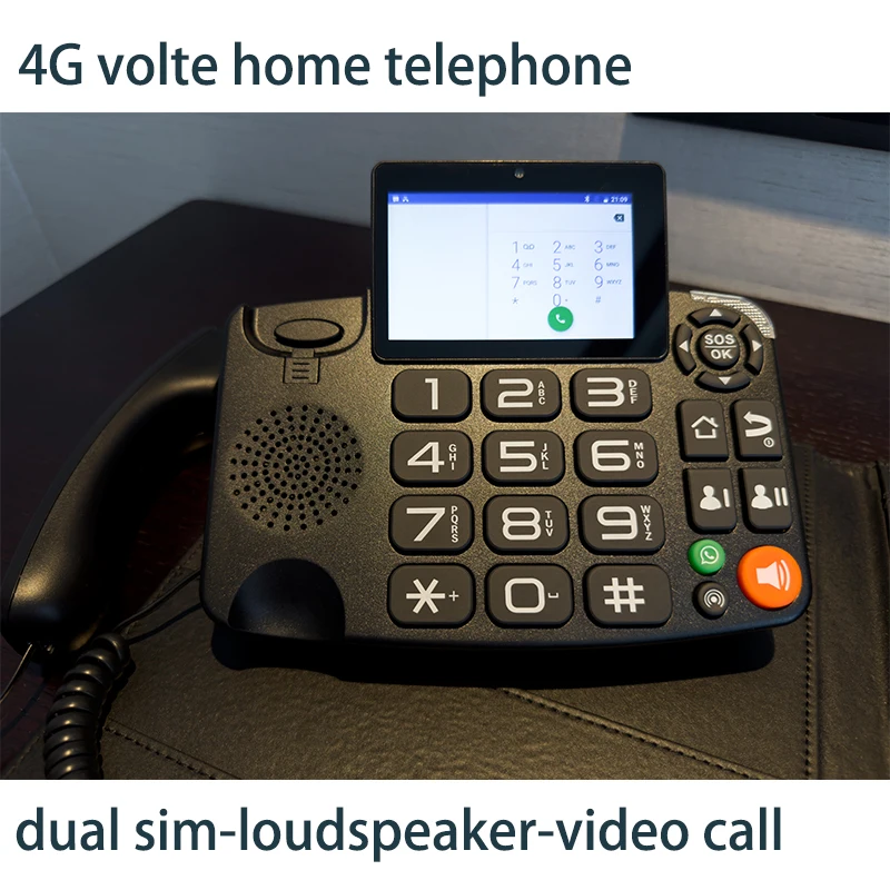 Dual SIM Card Quad Band Desktop Wireless Phone, Home Landline Telephone, Wall Mount with FM Radio, Fixed Radio, GSM