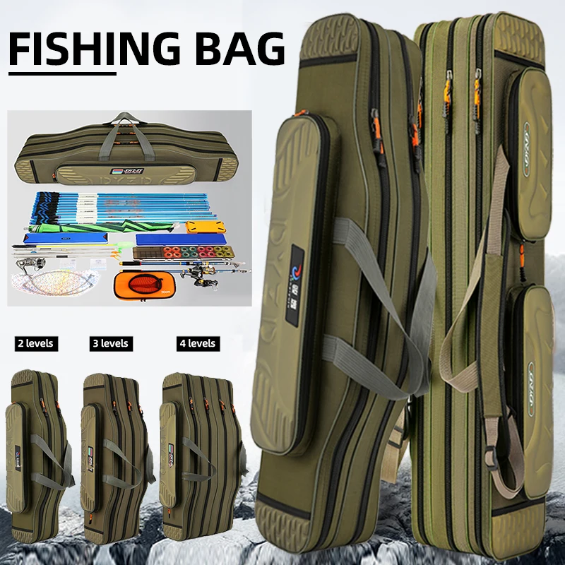 

Сумка для удочки 2/3/4 слоя 80-130 см, прямой большой рюкзак для хранения рыболовных снастей, спортивная тренировочная сумка для морской удочки на открытом воздухе