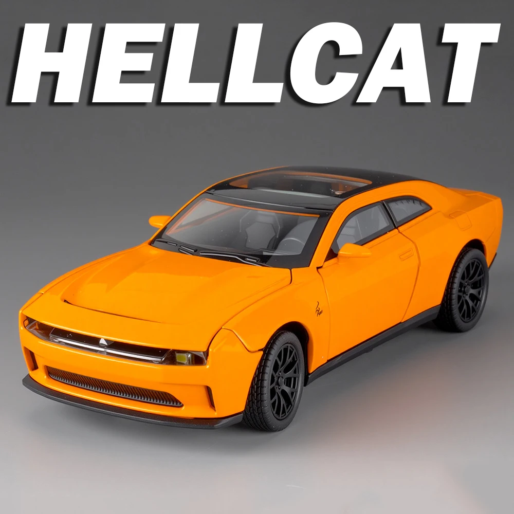 1:32 escala hellcat modelo de carro esportivo brinquedos liga diecast supercars em miniatura som luz portas abertas puxar para trás para crianças presentes