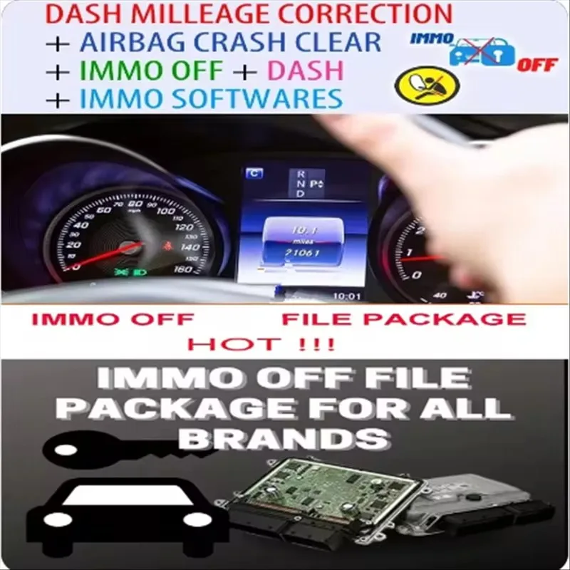 

IMMO OFF FILE PACKAGE Immo Airbag DASH MILLEAGE CORRECTION + AIRBAG CRASH CLEAR + IMMO OFF + DASH + IMMO SOFTWARES / TOTAL 32AAA