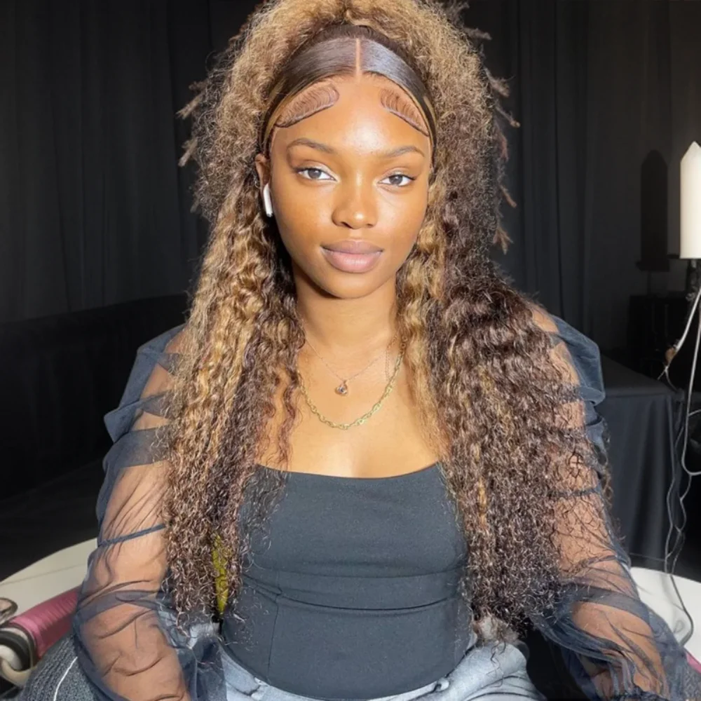 Highlight Curly Wig Human Hair 13x6 Hd Lace Loose Deep Wave Frontal Wig 13x4 Transparent Lace Frontal Human Hair Wigs For Women