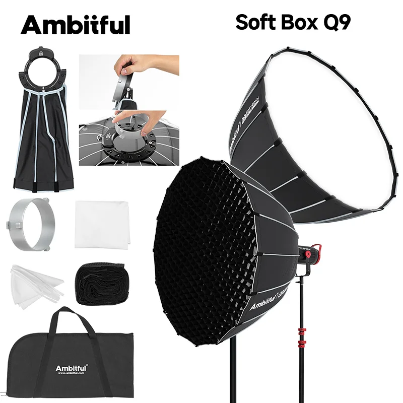 Ambitful Q9-60 60 سنتيمتر Q9 سلسلة سوفت بوكس جديد بسرعة الافراج عن مكافئ عميق سوفت بوكس العسل شبكة ل بوينز جبل فلاش مصباح ليد