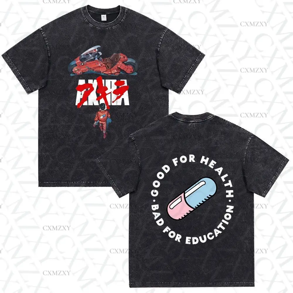 

AKIRA Vintage Washed High Street Hip Hop Loose T-Shirt 100% Cotton