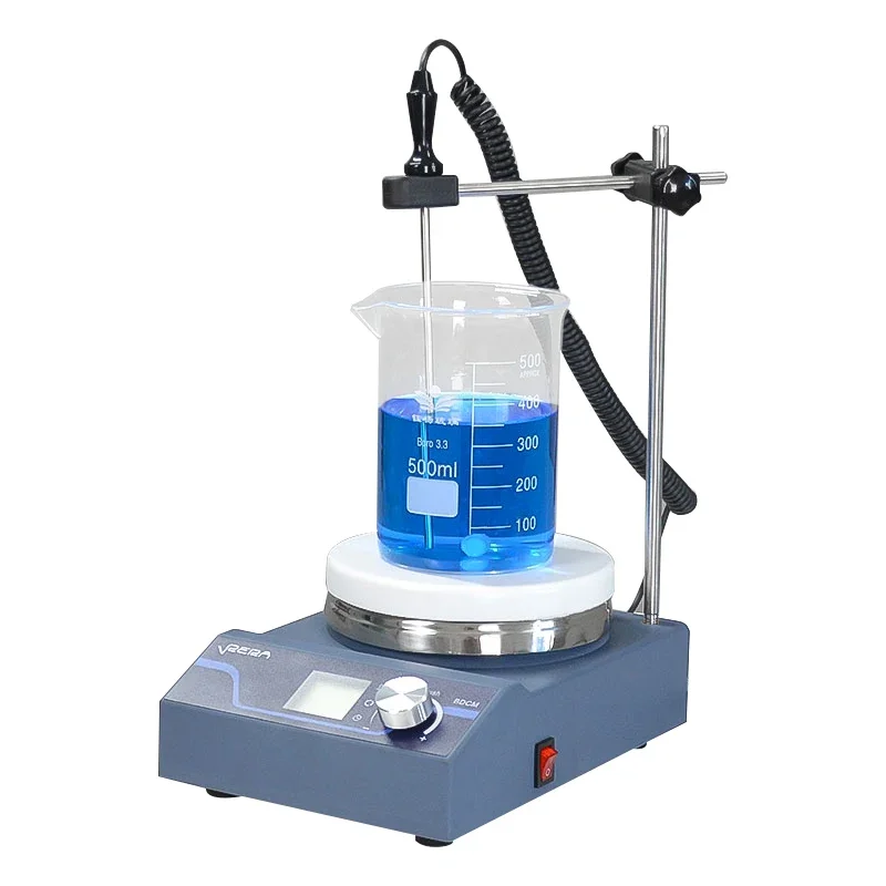 Digital Hotplate Magnetic Stirrer Hot Plate Ceramic Coated Support Stand Stir Bar Retriever Temp Probe Sensor Stir Bars Included