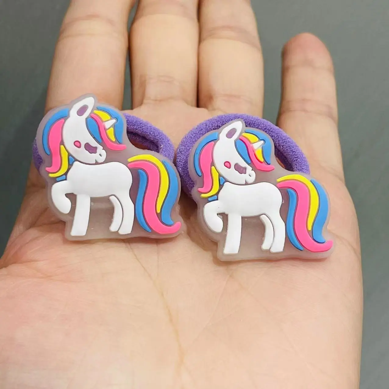 2Pcs/set Luminous Unicorn Hair Accessories Children Rubber Bands Scrunchies Elastic Hair Bands Girls Hair ring Decorations Ties