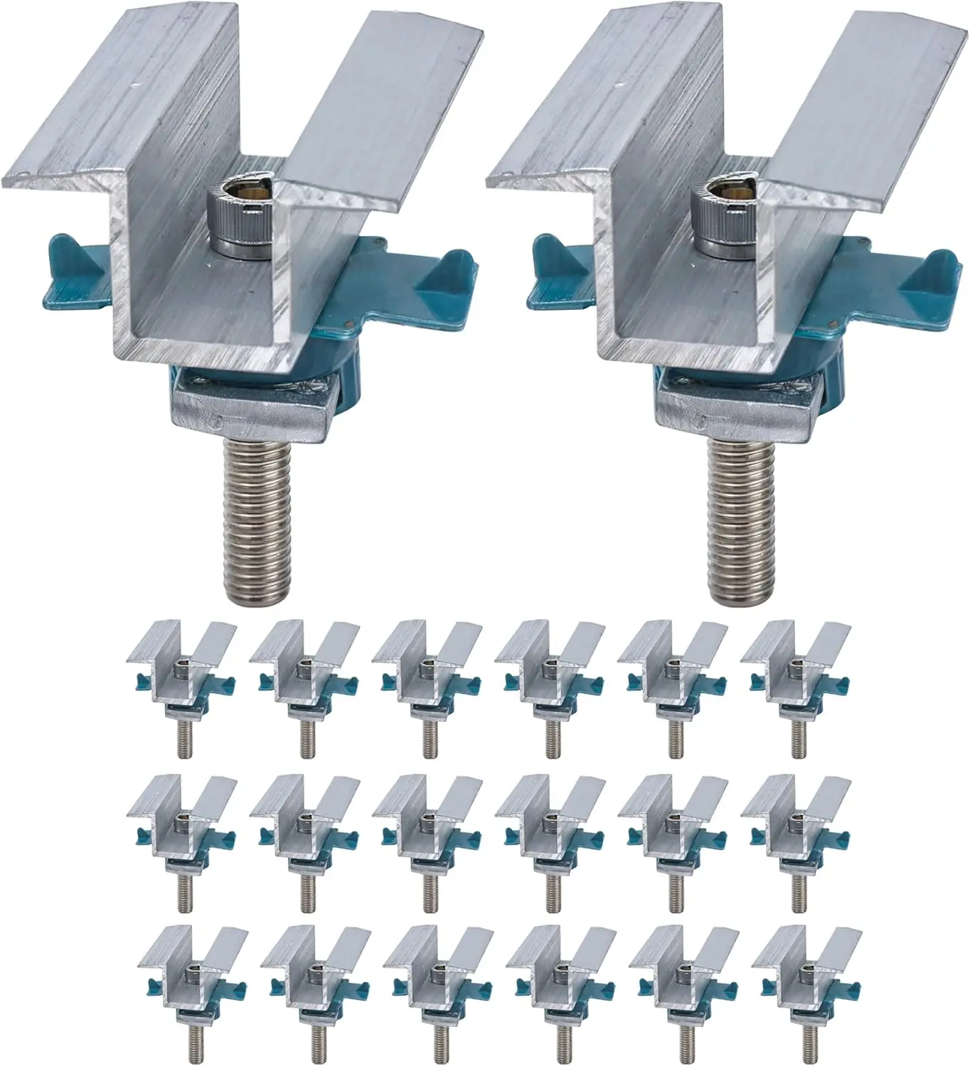 Premium 20Pcs Solar Panel Clamps, Adjustable Aluminum Mid Mount Bracket for Unistrut System