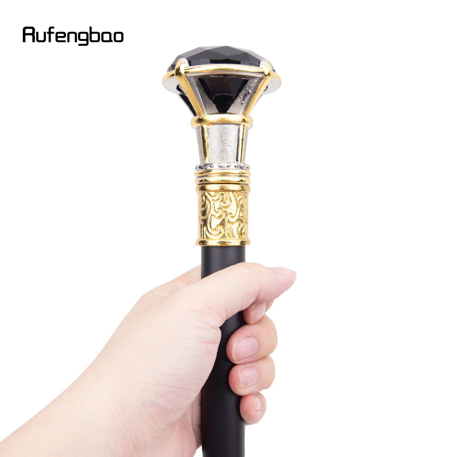 Black Diamond Type Golden White Single Joint Walking Stick Decorative Cospaly Party Fashionable Cane Halloween Crosier 90cm