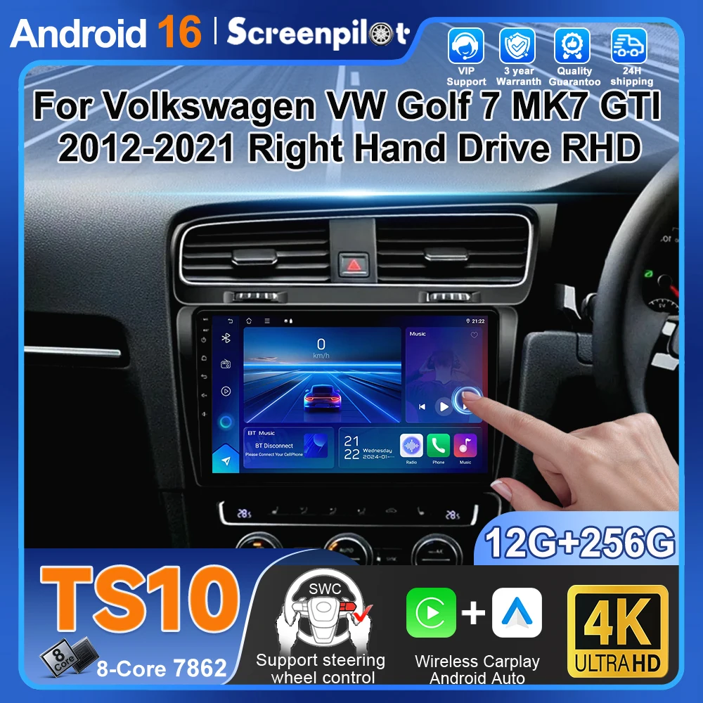 

For Volkswagen Vw Golf 7 Mk7 Gti 2012-2021 Right Hand Drive Rhd Android 16 Car Radio Carplay Android Stereo Video Player 2 Din
