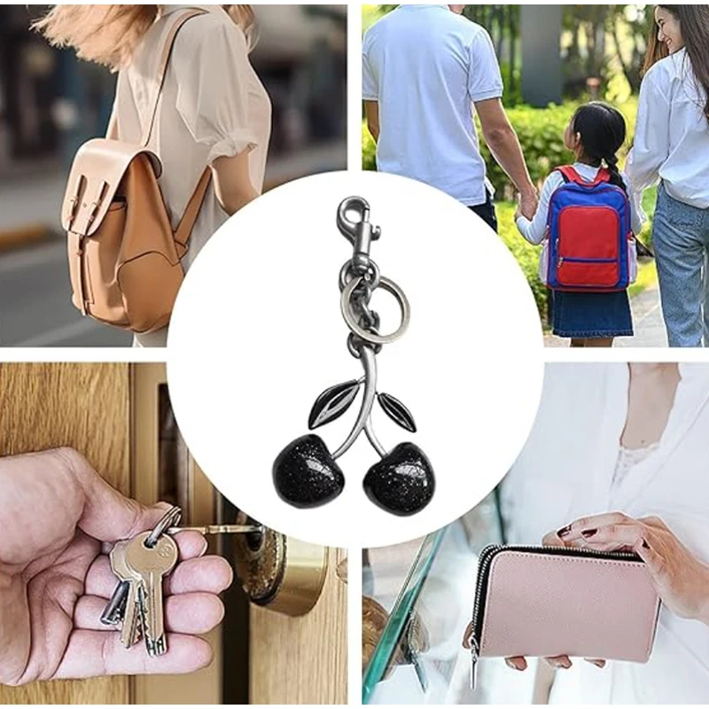 Bag Pendant Keychain Women's Exquisite Crystal Cherry Car Key Accessories Gifts For Girls Female Fruits Cherries Pendant Keyring