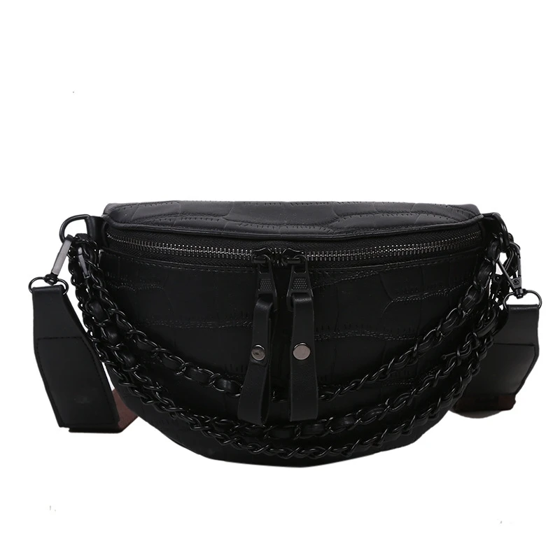 Luxury Women's Fanny Pack High Quality Waist Bag Thick Chain Shoulder Crossbody Chest Bag Female Belt Bag