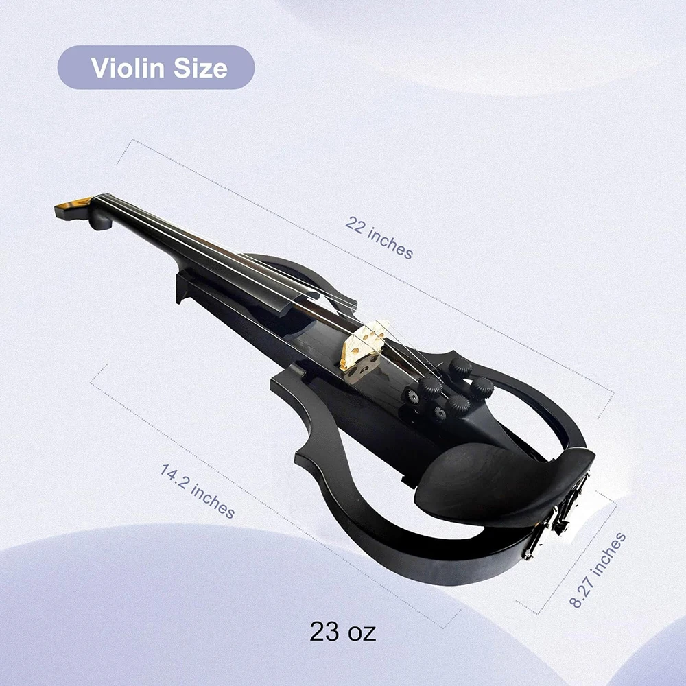 New Professional Carbon Fiber Black Silent 4/4 Cartridge Electronic Violin with Earphones Case Bow