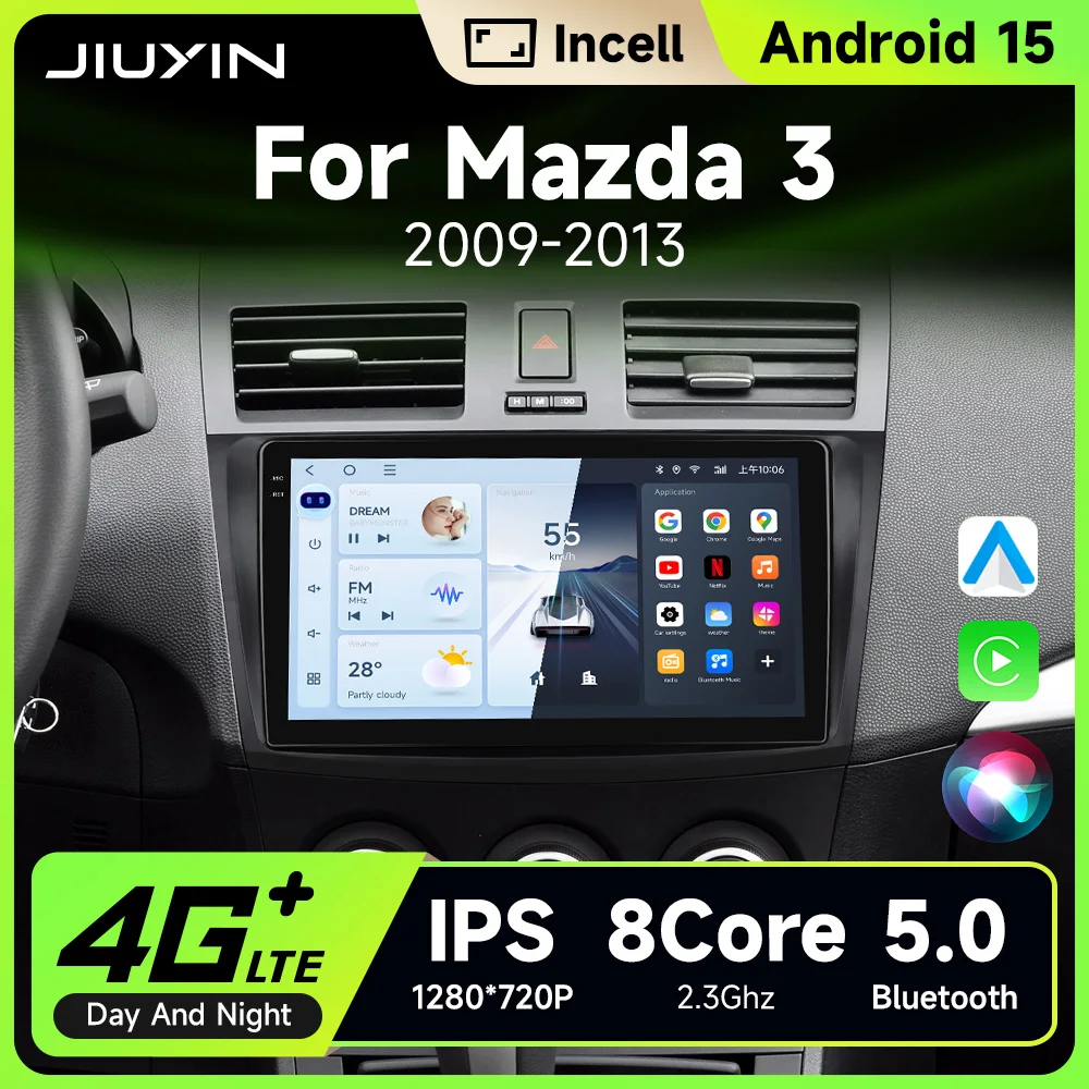 

Android 15 For Mazda 3 2009-2013 Video Player Car Radio Multimedia Stereo Navigation Carplay Speakers Head Unit Audio GPS 2 Din