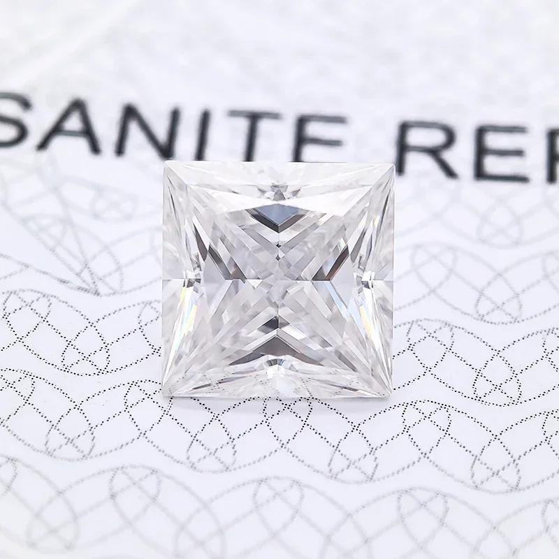 

Highest Grade Moissanite Stone Super White D Color VVS1 Princess Cut Quality Charms Jewelry Making Materials with Certificate