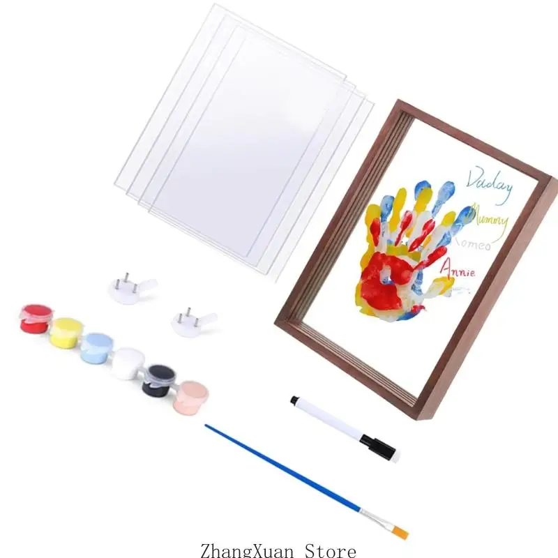 Künstlerisches DIY-Handabdruck-Set mit Holzrahmen, Andenken für Paare, Familien, Kinder, 3 x – Detail 7