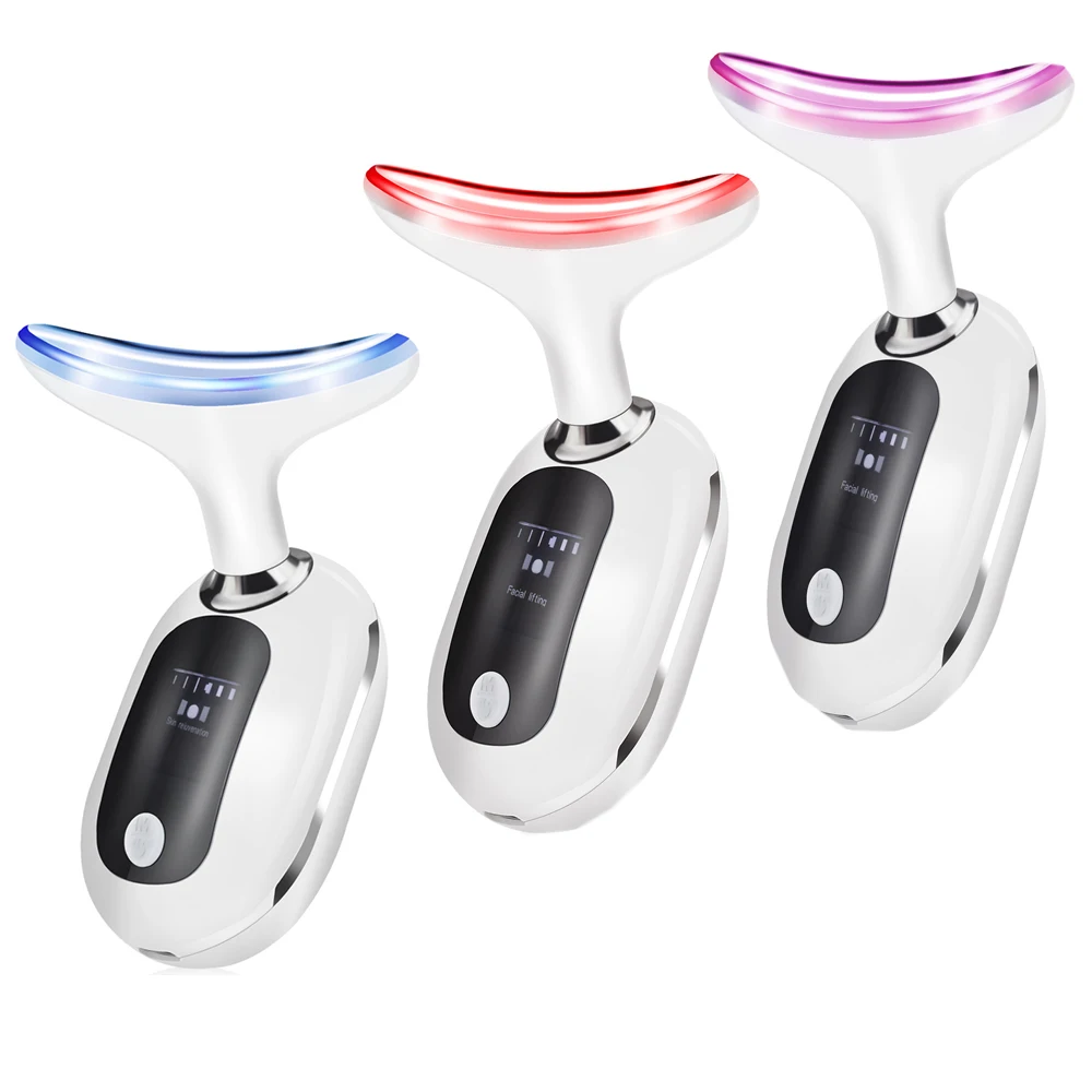 EMS Thermal Neck Lifting und Straffen Massagegerät Elektrischer Mikrostrom-Faltenentferner LED Photon Face Beauty Device für Frau