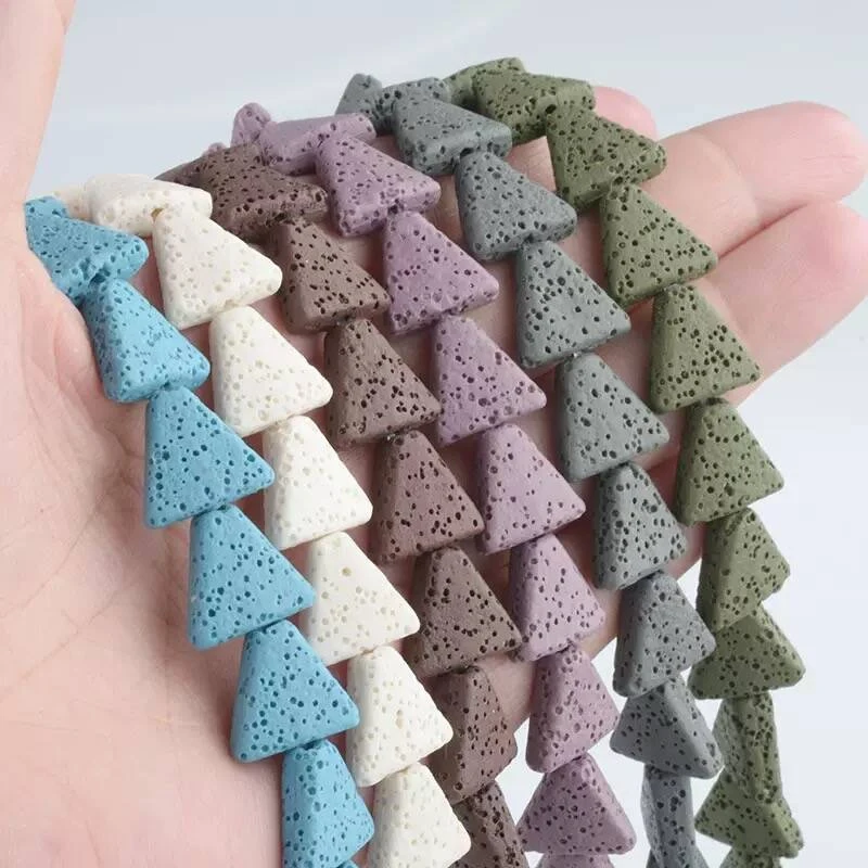 New Natural Stone Color Volcanic Rock Triangle Lava Loose Interval Bead DIY Jewelry Bracelet Necklace Accessories Wholesale