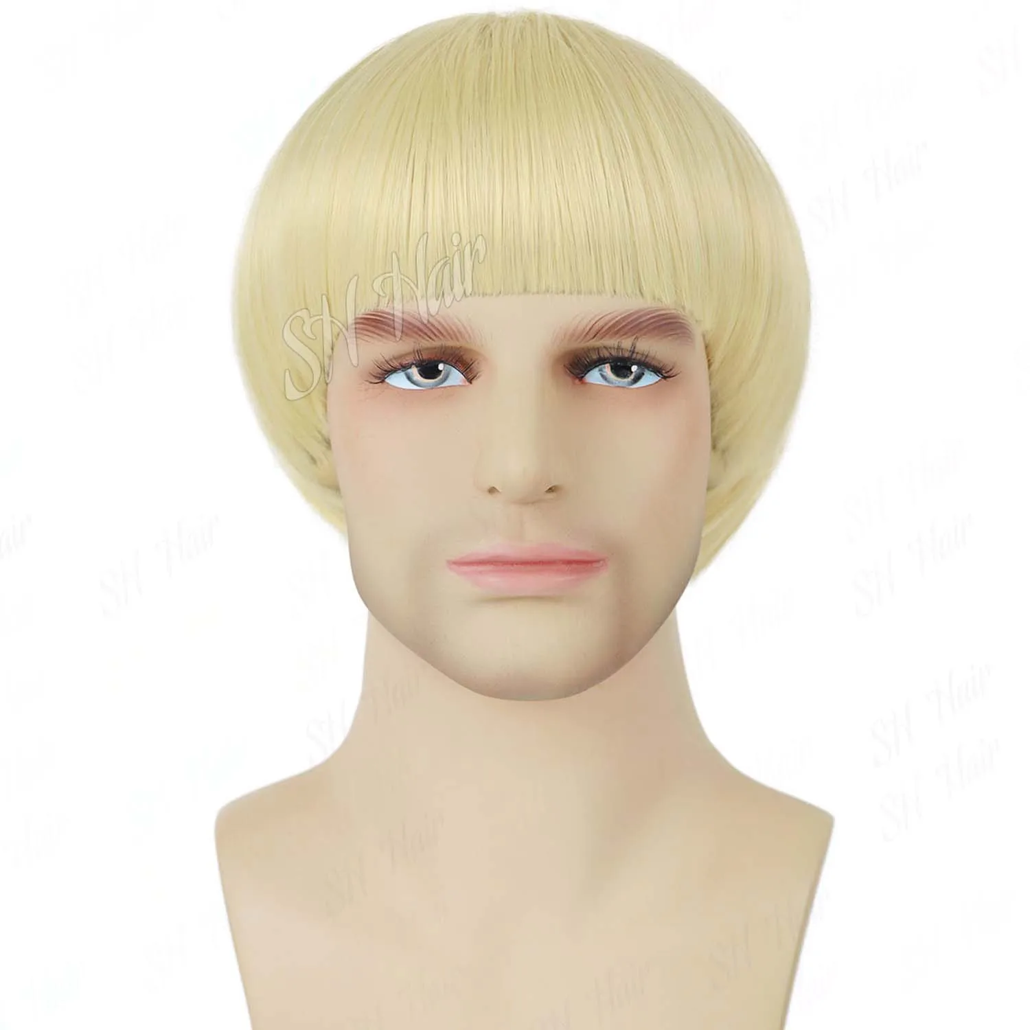 Men's Synthetic Short Black Bob Wig with Bangs