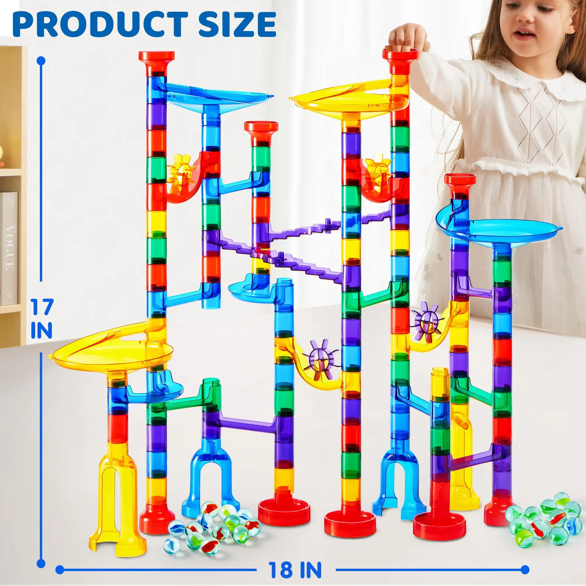 Joyfy 150 Pcs Glowing Marble Run Construction Building Blocks Toys with 5 Glow Marbles for Kids Birthday Christmas Gift