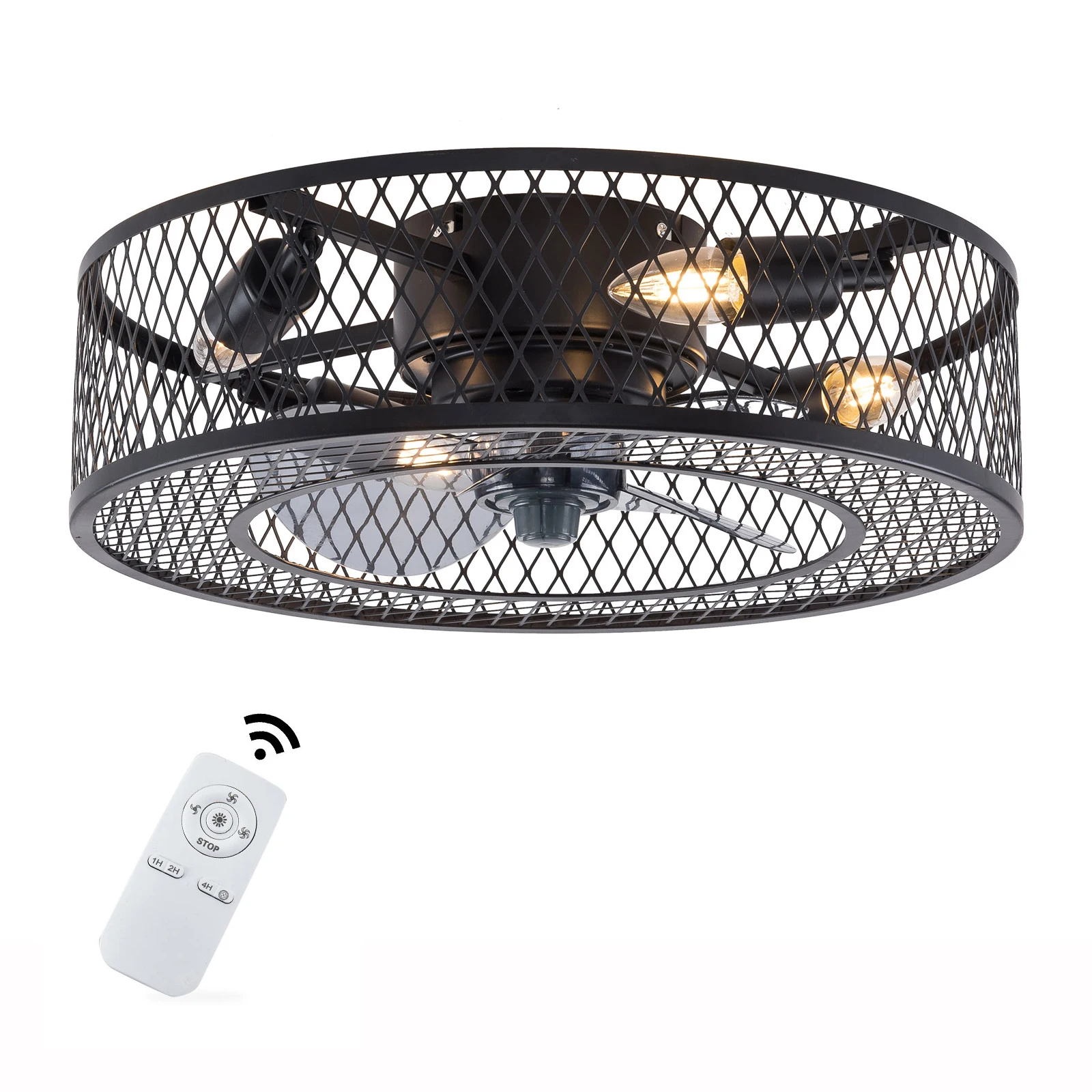 

18 Inch Ceiling Fan Light with Remote Control 60W 3 Gear Wind Use 4*E27 Bulbs Timing Function Ceiling Fan Light for Living Room