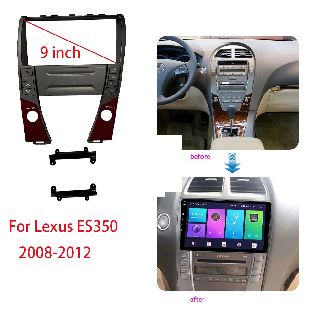 

9 Inch Audio Frame Radio Fascia panel is suitable for 2008-2012 LEXUS ES350 Install Facia Console Bezel Adapter Plate Trim Cover