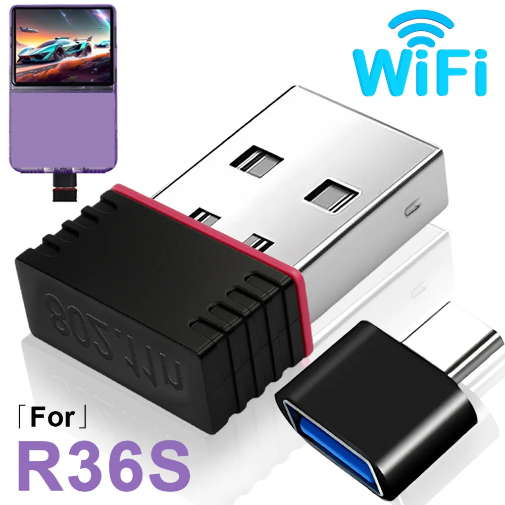For R36S WiFi Adapter RTL8188 USB Wireless Network Card TYPE C OTG Adaptor for R36H Game Console Accessories Mini WiFi Dongle