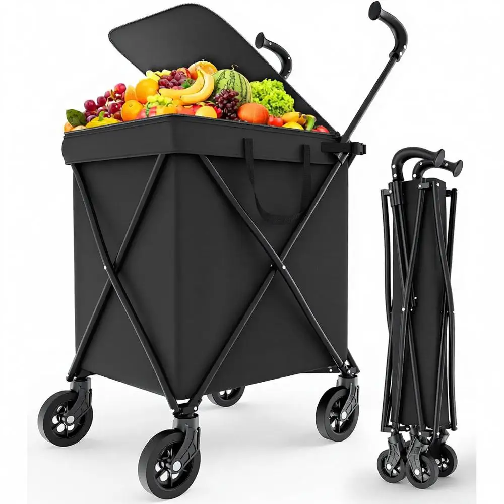 

Двухуровневая тележка для покупок на колесах, двухслойная водонепроницаемая тележка для продуктов и хозяйственных нужд, портативная конструкция для прачечной, хранения и транспортировки