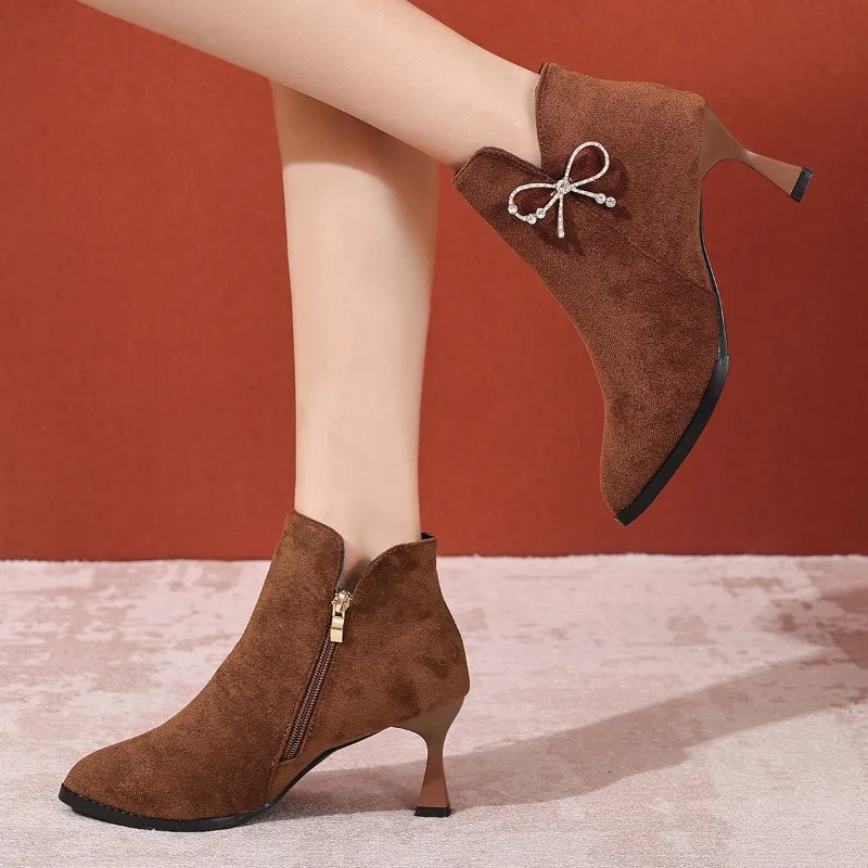 Booties Women's Stiletto 2026 Autumn and Winter Fur Temperament High Heels