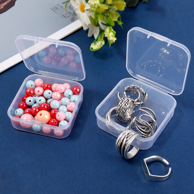 5 Pcs Square Transparent PP Storage Box Container Cover Sealed Dust-proof Moisture-proof Storage Jewelry Packaging Display Boxes