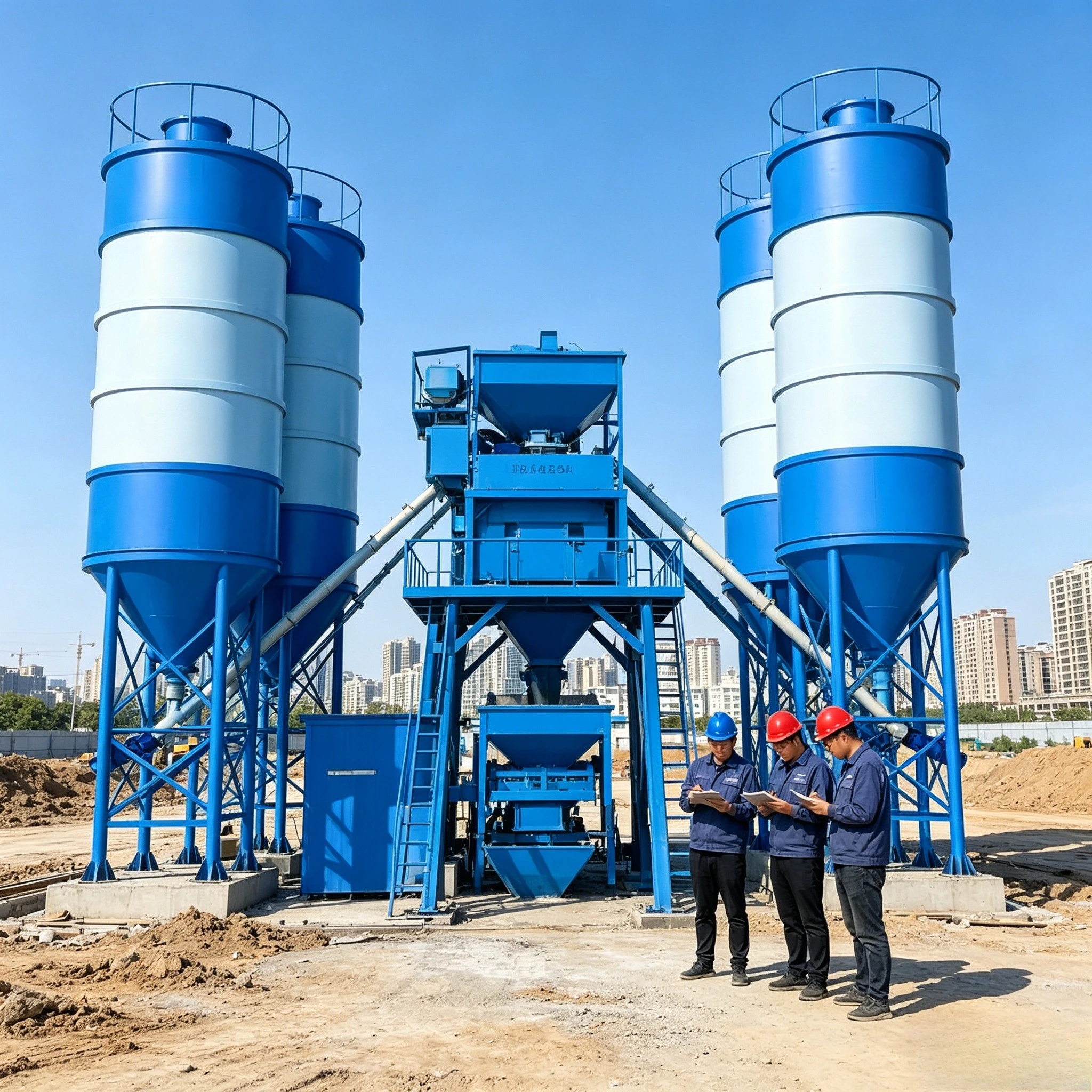 Concrete Mixer Plant with Cement Silo 35 Cubic Meters Concrete Mixing Station Mixing Equipment Production Line with Customized