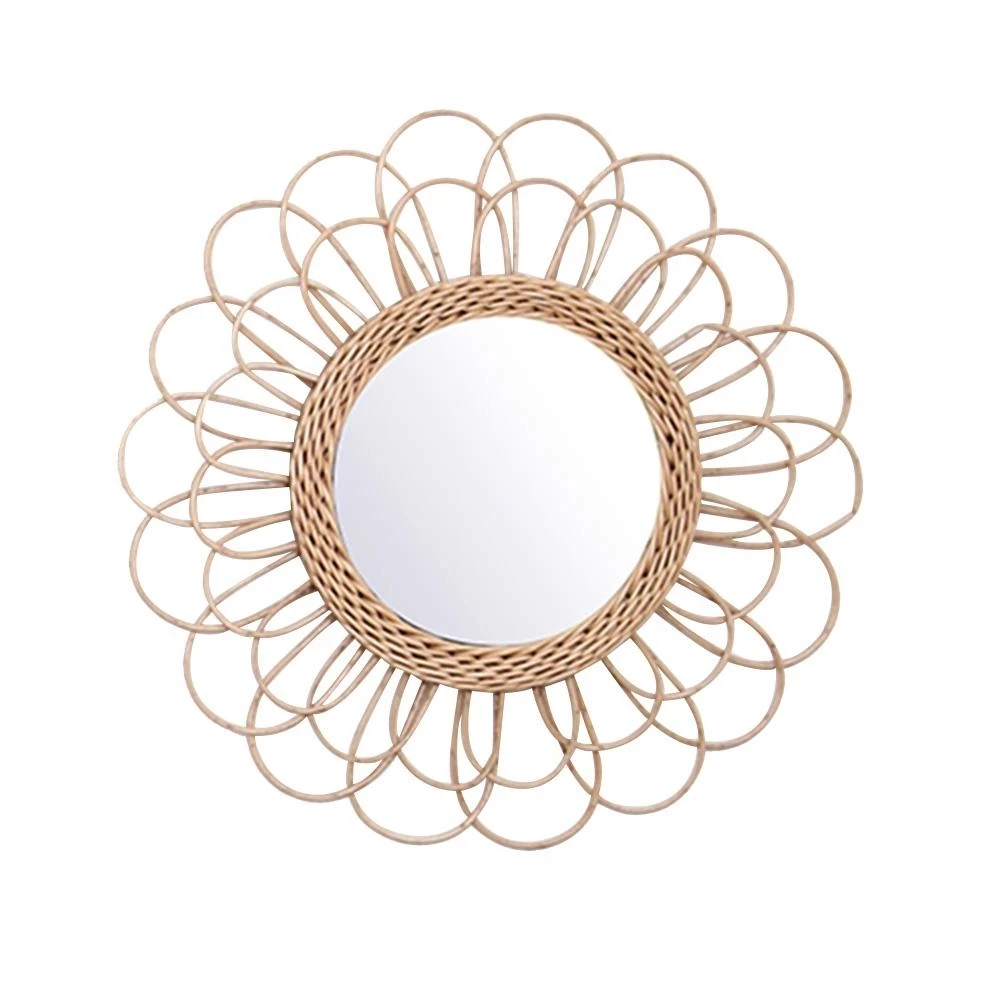 

Rattan Mirror Innovative Home Art Round Mirror Livingroom Wall Hanging Mirror Bathroom Decoration