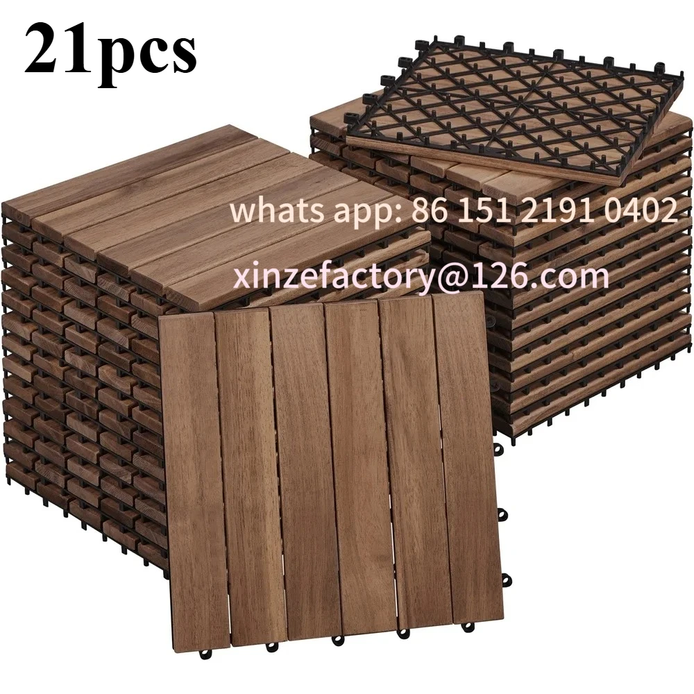 Customizable di pavimentazione in legno massello, piastrelle per terrazza con giunture solide, terrazza