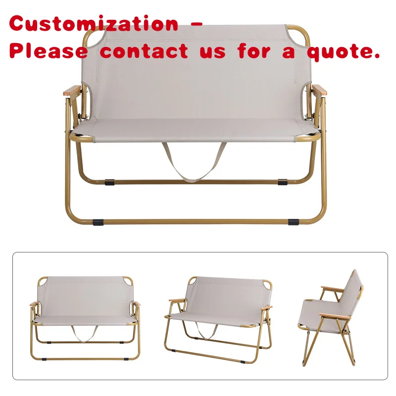 

custom.Double Chair-Foldable Portable Outdoor Chair with Adjustable Backrest Iron Frame Camping Picnic Beach Workshop