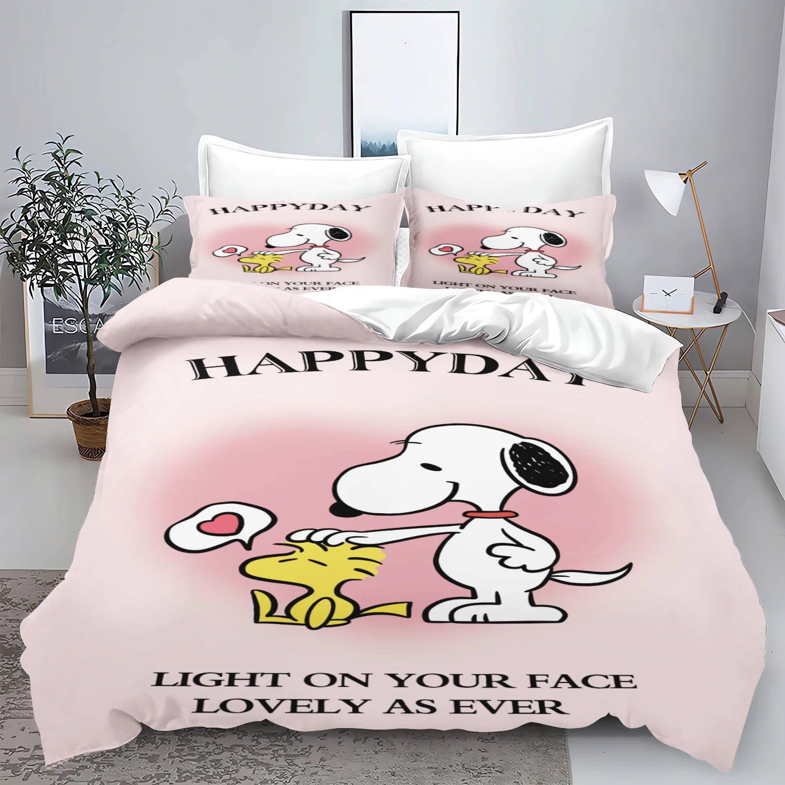 Snoopy 3-Piece 1 Quilt Cover Set 3D Children\'S Home Decor Bedding Set Cotton Covers  100% polyester