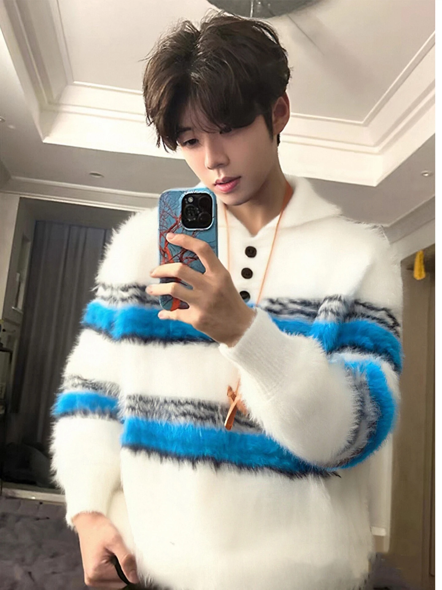 

Men's Ne Knitwear Winter Color Blo Sea Hair Mink Velvet Lazy Sle American Casual Coat Soft Comfortable Retro