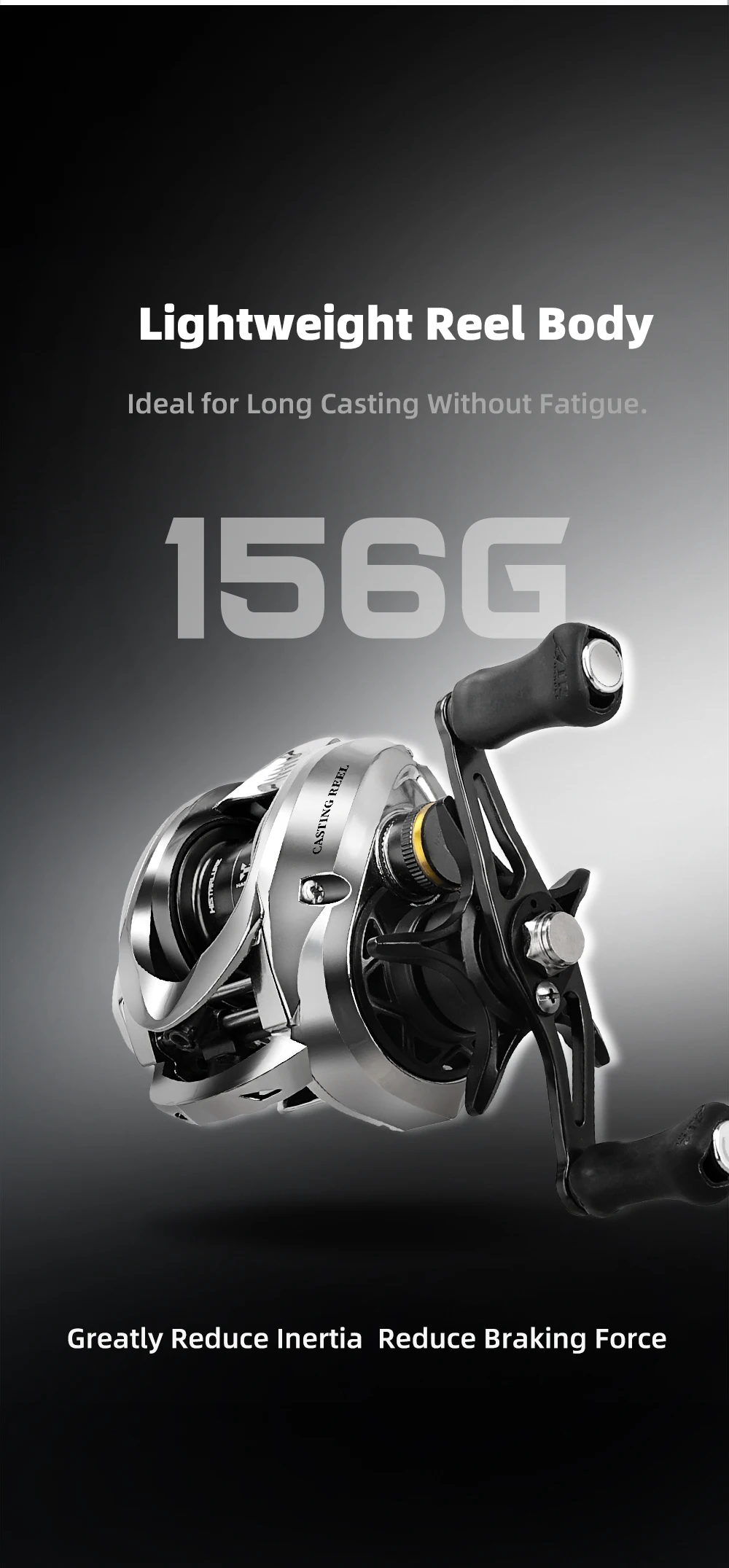 HASIDA X6 Baitcasting Angelrolle Standard- und Micro-Version 3 Kugellager 156g 7,2:1 5kg Bremskraft AT7 Aluminium-Spule – Detail 8