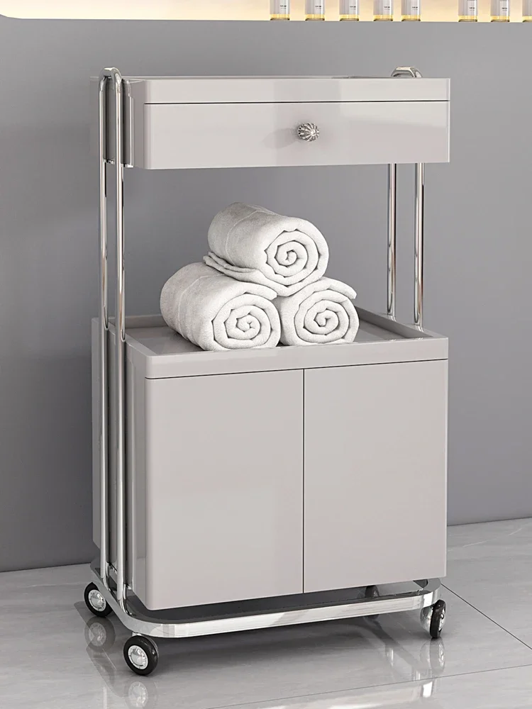 Beauty car and beauty salon dedicated light luxury storage rack SPA embroidery nail and eyelash skin management trolley