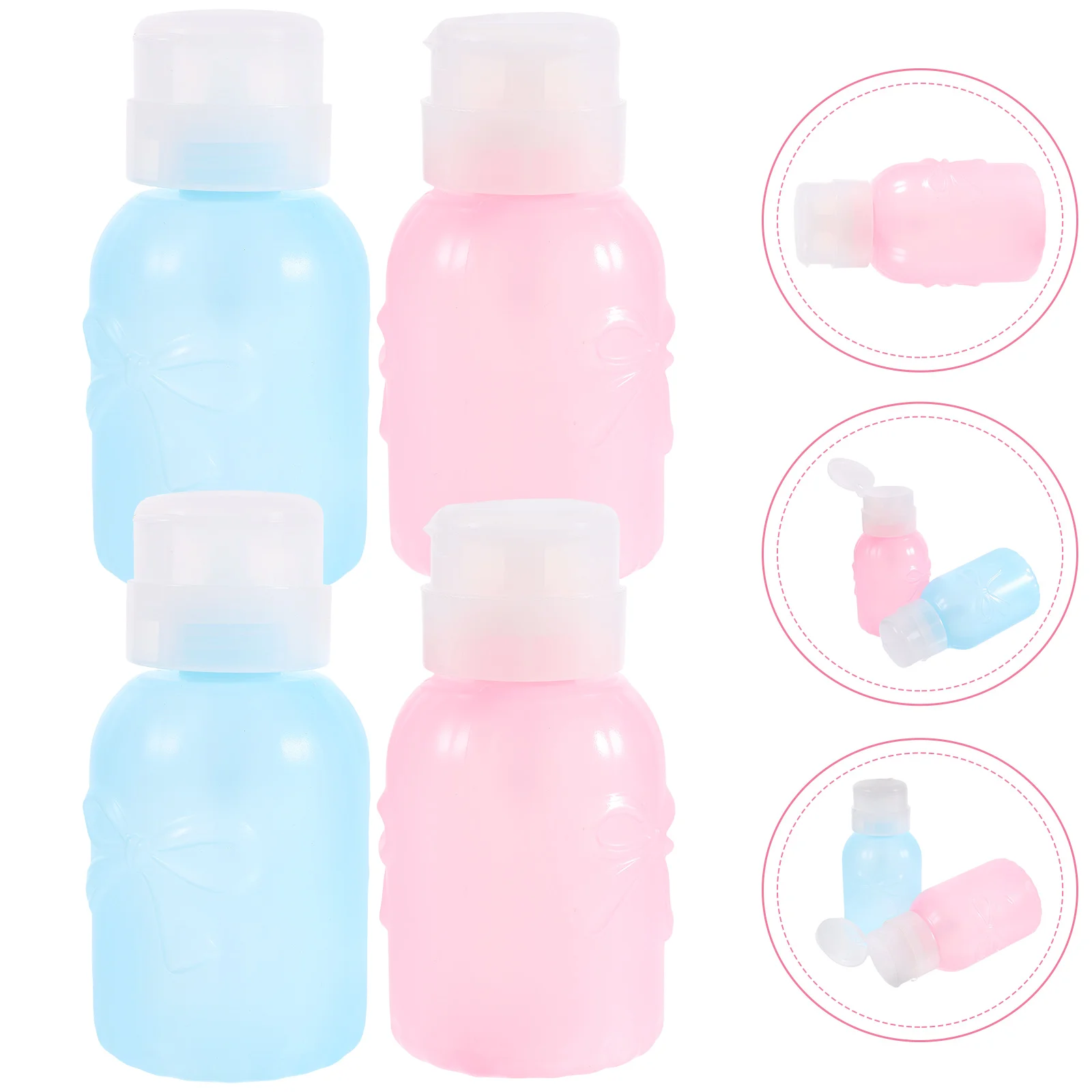 4 قطعة المحمولة دفع أسفل مضخة موزعات مزيل ماكياج زجاجات مزيل طلاء الأظافر حاويات فارغة السفر موزع سائل #2