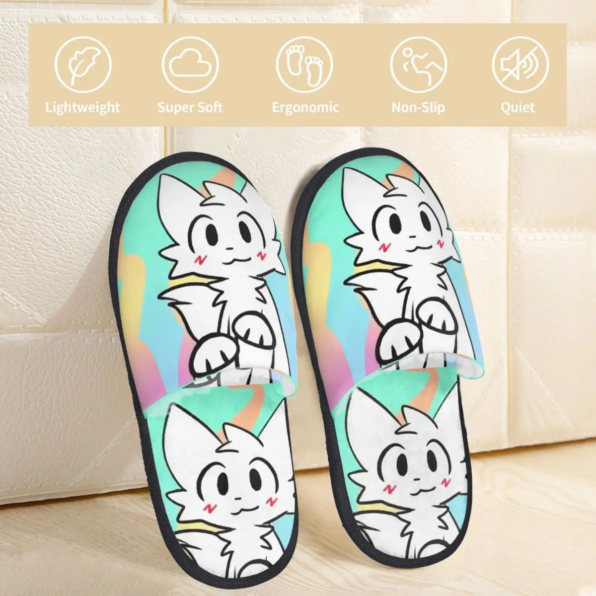 Boykisser Silly Cat Winter Slippers Living Room Cute Furry Cozy Household Fur Slippers Slides Non Slip