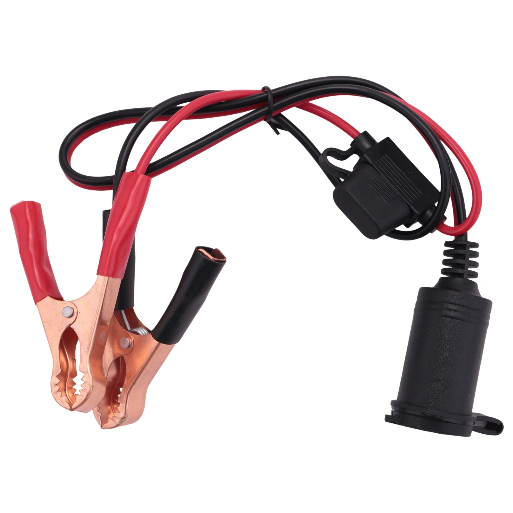 2FT 12V 24V Car Lighter Socket Female Adapter 10A Alligator Clips Car Battery Clip-on Extension Cord