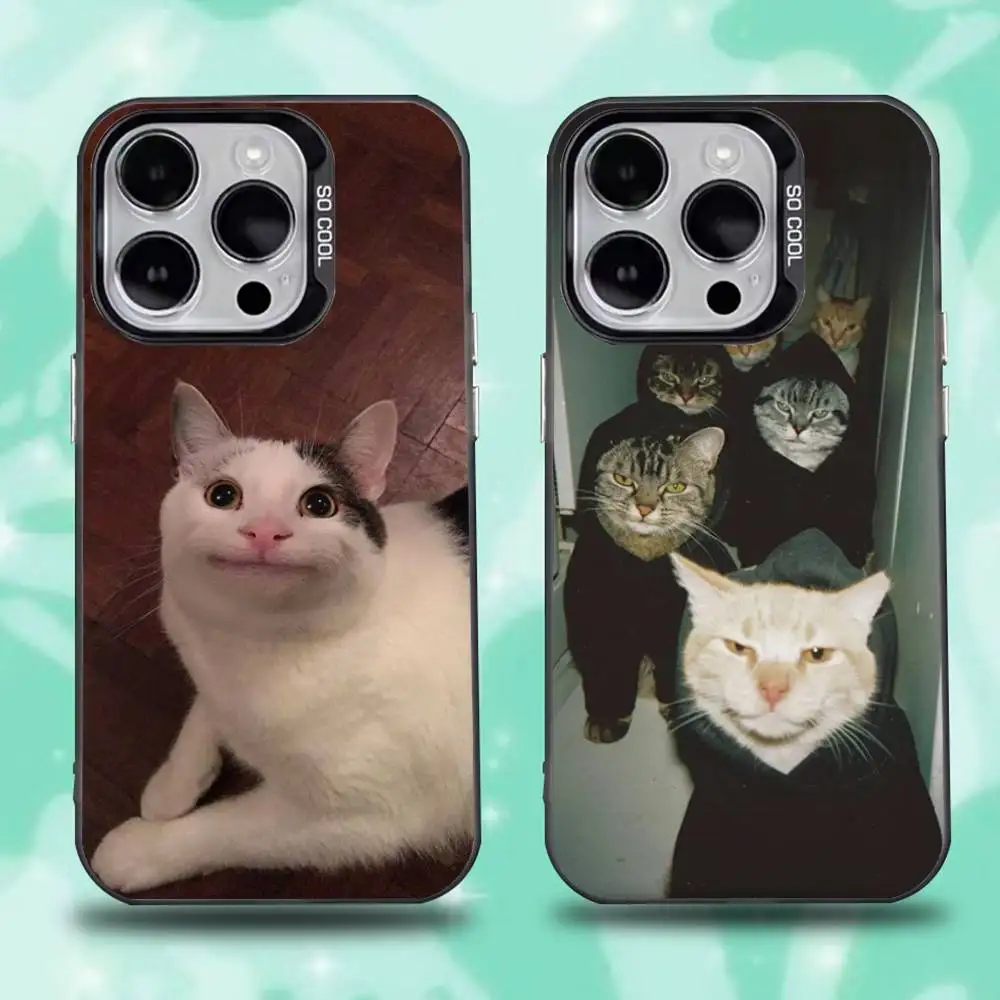 

Cute Funny Cat Meme Phone Case For iPhone 16,15,14,13,12,11,Pro,Max,Plus,Mini,XS,SE Anti Fall Black Matte Hard Bumper
