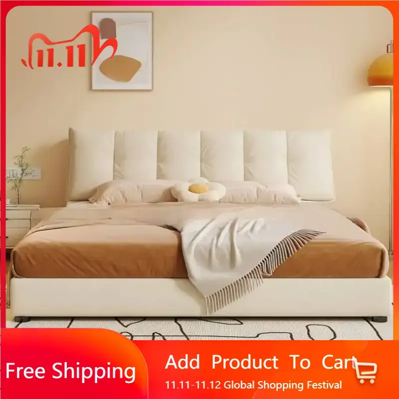 

Children Organizer Double Bed Princess Europen Floor Wooden Double Bed Headboards Girls Luxury Japanese Muebles Lounge Furniture